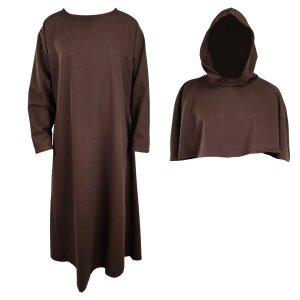 Kit tunique de moine marron : habit,cucullule,ceinture de...