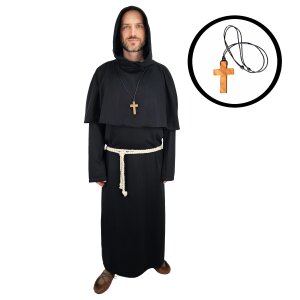 Set habit de moine noir : habit,cucullule,ceinture de...