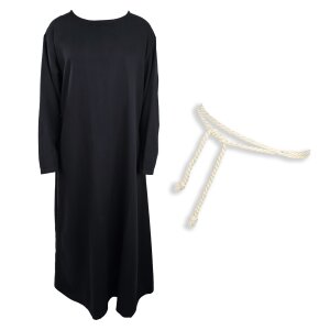 Wizard or magician robe black incl. rope belt