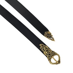 Viking belt Borresstil with brass end fittings - 3 cm black