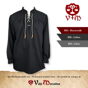 Classic black medieval shirt or lace-up shirt "Anno" XXL