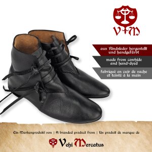 Reversible medieval shoes laced in cowhide black