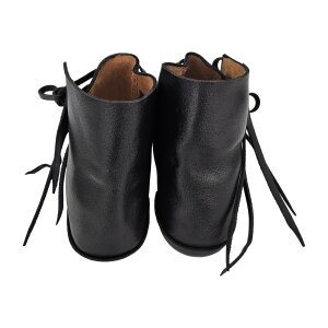 Reversible medieval shoes laced in cowhide black