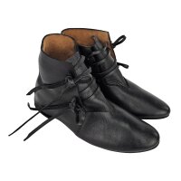 Reversible medieval shoes laced in cowhide black