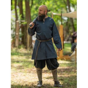 Simple medieval tunic long sleeve blue "Malte"