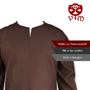 Simple medieval tunic long sleeve brown "Malte"