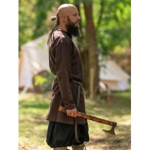 Simple medieval tunic long sleeve brown "Malte"
