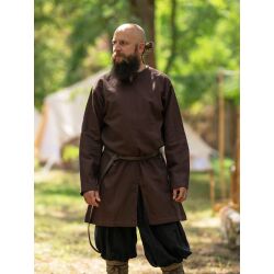 Simple medieval tunic long sleeve brown "Malte"