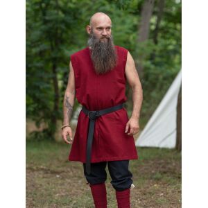 Simple medieval tunic sleeveless red "Viggo"