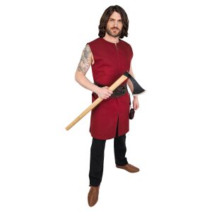Simple medieval tunic sleeveless red "Viggo"