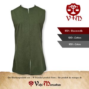 Simple medieval tunic sleeveless green "Viggo"