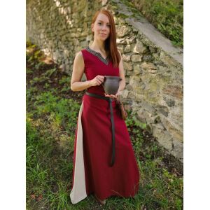 Medieval dress with lacing sleeveless red / natural "Juta"