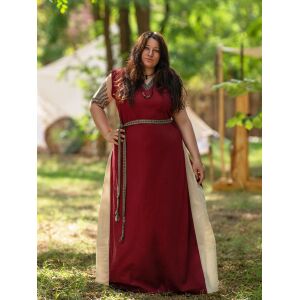 Medieval dress with lacing sleeveless red / natural "Juta"
