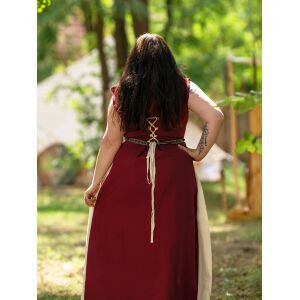 Medieval dress with lacing sleeveless red / natural "Juta"