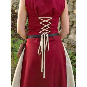 Medieval dress with lacing sleeveless red / natural "Juta"