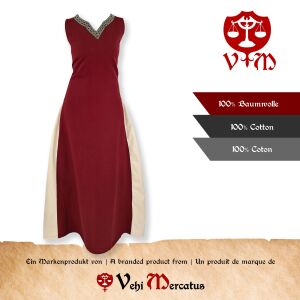 Medieval dress with lacing sleeveless red / natural "Juta"