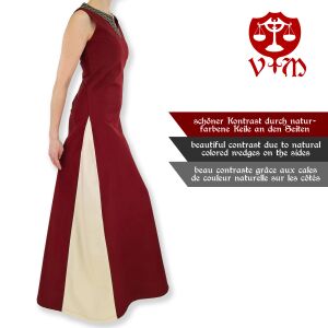 Medieval dress with lacing sleeveless red / natural "Juta"
