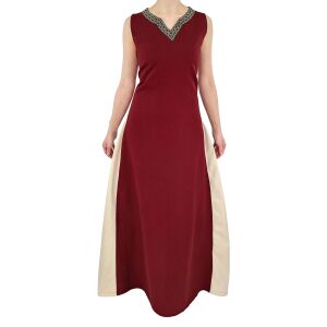 Medieval dress with lacing sleeveless red / natural "Juta"
