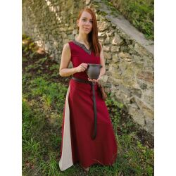 Medieval dress with lacing sleeveless red / natural "Juta"