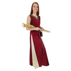 Medieval dress with lacing sleeveless red / natural "Juta"