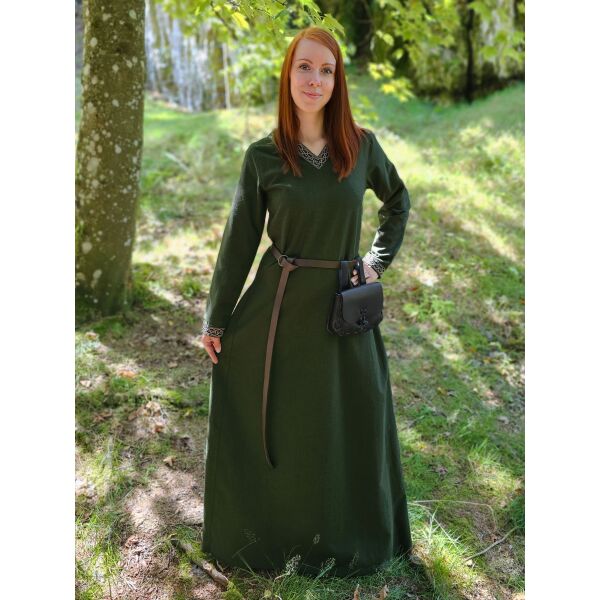 Medieval dress long sleeve green, with border "Sigyn"