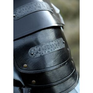 Leather shoulder guard with metal details black, "Balor"