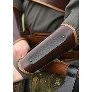 Leather bracers with metal details brown,...