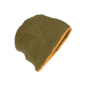 Wool hat, crocheted, green-yellow