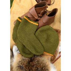 Wool hat, crocheted, green-yellow