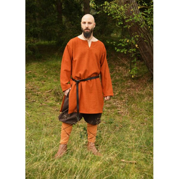 Wool tunic, diamond twill, orange-red