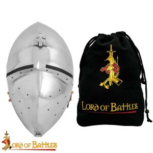 Medieval bascinet helmet with visor, 14-gauge (2 mm)