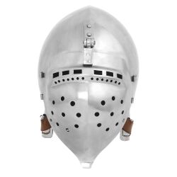 Late medieval bascinet, flip-up visor, 14-gauge (2 mm)
