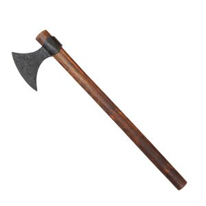 Viking battle axe with hand-forged carbon steel head