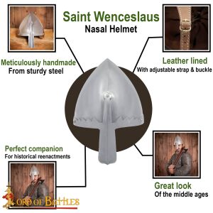 Saint Wenceslaus Nasal Helmet with Leather Liner 18 gauge