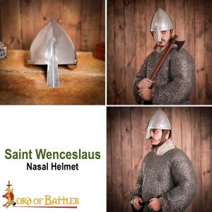 Saint Wenceslaus Nasal Helmet with Leather Liner 18 gauge