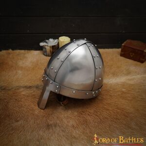 Norman nasal steel helmet with leather lining, 14 gauge (2 mm)