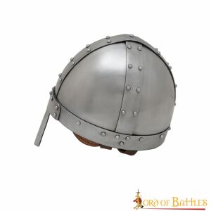 Norman nasal steel helmet with leather lining, 14 gauge (2 mm)