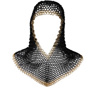 Medieval chainmail coif, 16 gauge (1.6 mm), black with...