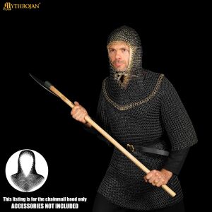 Medieval chainmail coif, 16 gauge (1.6 mm), black with...