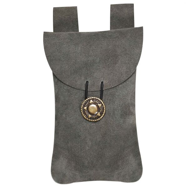 Suede belt pouch, grey, 18 x 12 cm (7 x 4.7 inches)