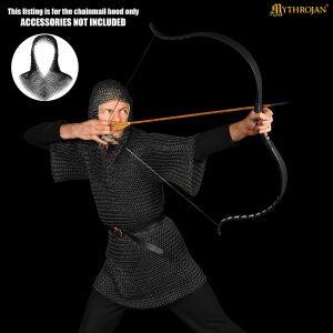Medieval black chainmail hood, 16 gauge (1.6 mm)