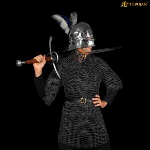 Medieval black chainmail hood, 16 gauge (1.6 mm)