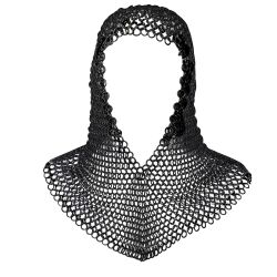Medieval black chainmail hood, 16 gauge (1.6 mm)