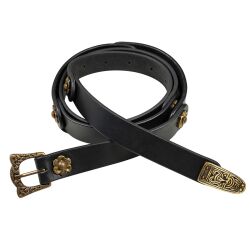 Medieval leather belt with brass buckle