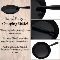 Hand Forged Iron Folding Pan Functional Camping Accessory