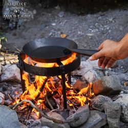 Hand Forged Iron Folding Pan Functional Camping Accessory
