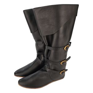 Late medieval gauntlet boots black with rubber sole