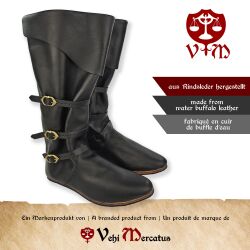 Late medieval gauntlet boots black with rubber sole