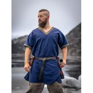 Viking tunic, short-sleeved, blue “Loki”
