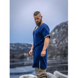 Viking tunic, short-sleeved, blue “Loki”